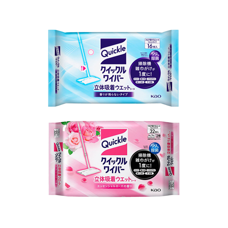 【Japan Import】Kao Quickle Magiclean Wiper Floor Cleaning Wet Wipes Unscented & Rose 16*2=32sheetss