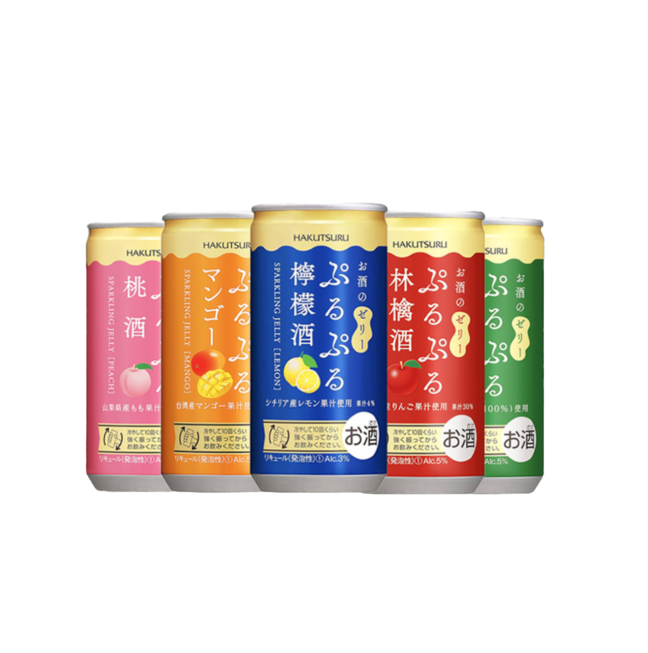 Hakutsuru Puru Puru Sparkling Jelly Sake 190ml 3%Peach Plum Apple Mango Can Japan Import