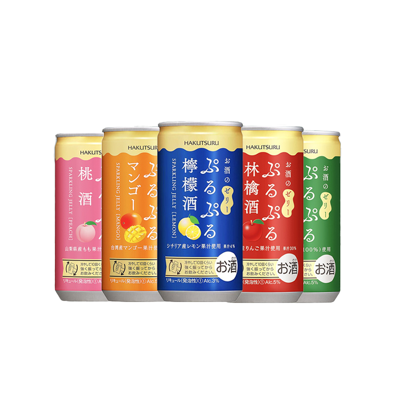 Hakutsuru Puru Puru Sparkling Jelly Sake 190ml 3%Peach Plum Apple Mango Can Japan Import