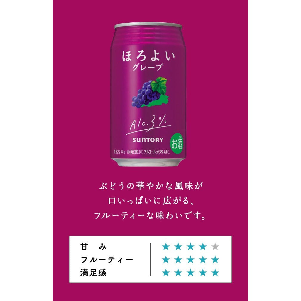 Assorted Suntory Horoyoi Chu-Hi Beer 350ml 3% Grape Umeshu Salty White Grape Cream Soda Lemond Mikan Yuzu Lemon