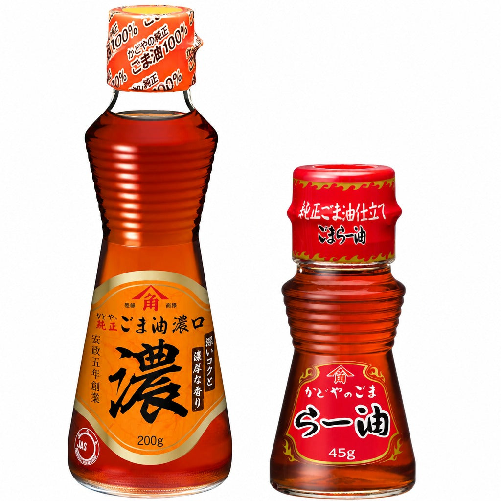 Kadoya Japanese Sesame Oil Collection – Pure Sesame Oil 200g / Sesame Chilli Oil 45g