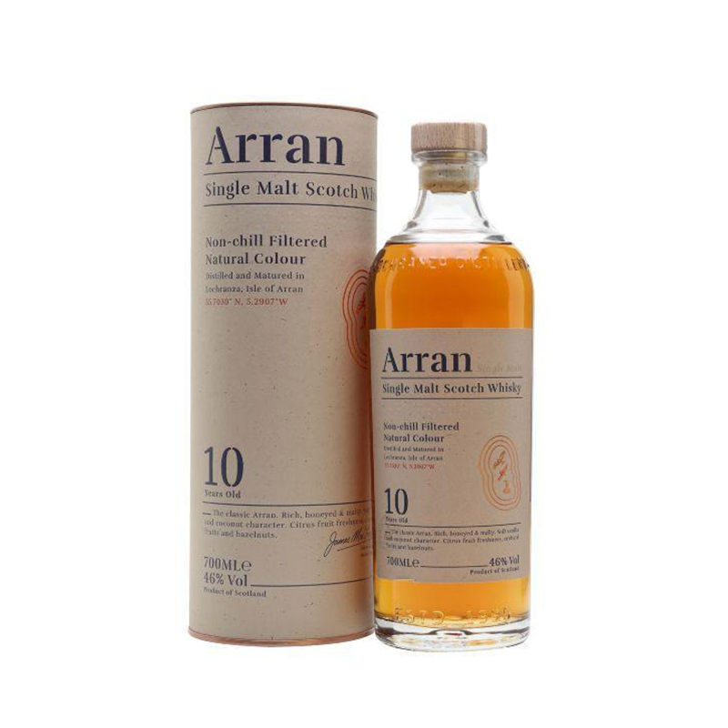 Arran 10 Year Old Whiskey with Gift Box 10 Year Scotch Old Whisky Scotch Single Malt Whisky 700ml 46%