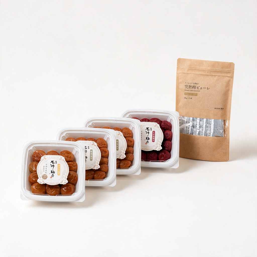 Ishigamimura Japanese Nanko Umeboshi Collection – Honey, Organic, Shiso, Mild Salt & Ume Puree