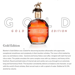 Blanton's Gold Edition Kentucky Straight Bourbon Whiskey 700ml 51.5% 波兰顿金标威士忌