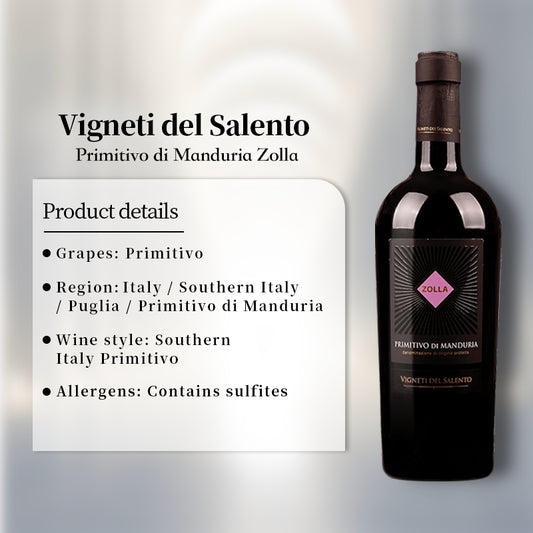 Zolla Vigneti del Salento Primitivo di Manduria DOP 2021 Italy Red Wine 750ml 14%