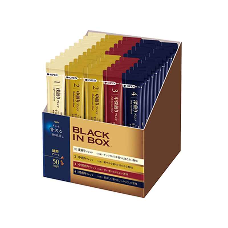 AGF BLACK IN BOX Roasting Assortment Assorted Regional Blend Instant Coffee 50 Sticks Japan Import