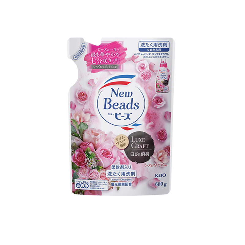 Kao New Beads Laundry Detergent Refill 680g Lily Rose Scent