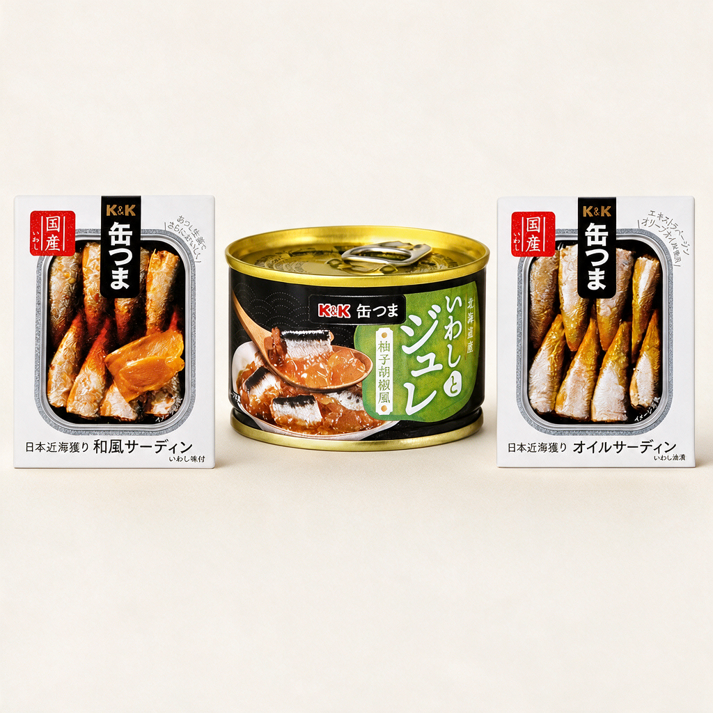 K&K Japanese Sardines Collection – Yuzu Pepper Jelly, Japanese Style & Oil Sardines