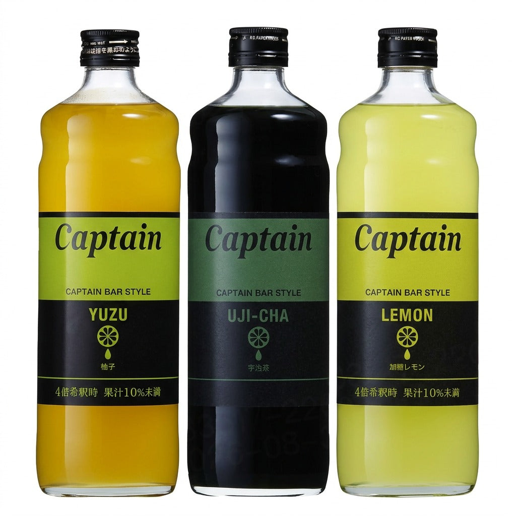 Japan Captain Nakamura Shoten Concentrated Syrup 600ml – Sweetened Lemon / Uji Matcha / Japanese Yuzu – For Soda, Milk Tea, Cocktails & Desserts