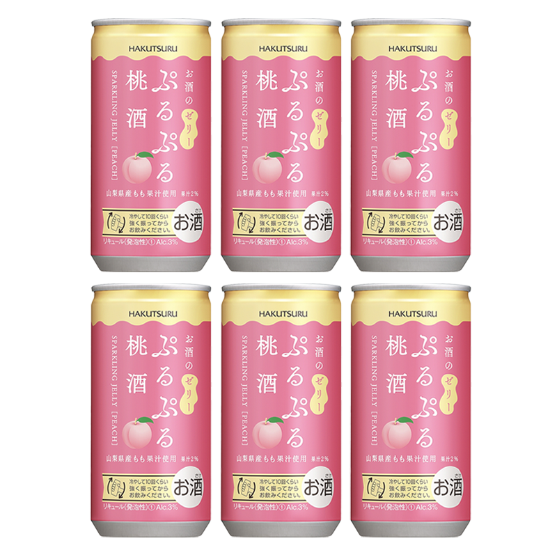 Hakutsuru Puru Puru Sparkling Jelly Sake 190ml 3%Peach Plum Apple Mango Can Japan Import