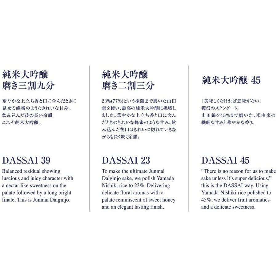 Dassai Coffret Dégustation 3X18cl Saké Junmai Daiginjo